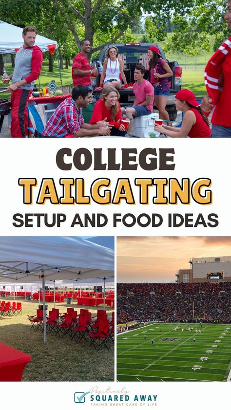 Make game day a breeze with this ultimate tailgate checklist! From tailgate setup ideas to easy tailgate food, get college tailgating essentials, smart tailgating hacks, and tips for a memorable game day. Tailgate Setup Ideas, College Moving Tips, Tailgate Checklist, Tailgate Setup, Tailgating Hacks, Tailgate Activities, College Meal Planning, Tailgating Setup, Theme Outfit Ideas