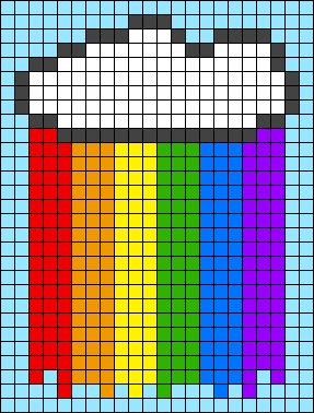 Lgbtq Pixel Art, Pride Pixel Art, Kandi Templates, Rainbow Pixel Art, Pixel Art Rainbow, Pixel Template, Cloud Rainbow, Crochet Graphs, Colorful Sky