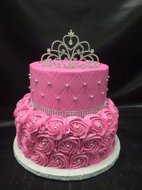 Sweet16 Cake Ideas, Pink 3 Tier Birthday Cake, Cute Barbie Cake, 50 Shades Of Pink Cake Ideas, Sweet 16 Two Tier Cake, 2 Tier Sweet 16 Birthday Cake Pink, Pink Baddie Birthday Cake, Sweet 13 Birthday Cakes, Birthday Cakes For 16th Birthday