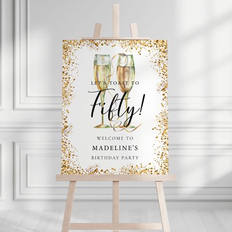 Posters Handmade, Birthday Party Celebration, Adult Birthday Party, Golden Glitter, Unique Poster, Stunning Photography, 50th Birthday Party, Birthday Backdrop, Unique Crafts