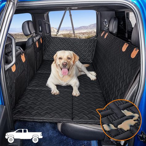 With MAXFUT dog back seat extender for truck，the back seat of truck turns into large dog bed.Great for traveling with your dog in a truck. Seat Covers For The Car, Back Seat Dog Cover, Dog Packing List, Dog Hammock For Car, Car Travel Accessories, Dog Hammock, Dog Cover, Dog Seat Covers, Dog Car Seat