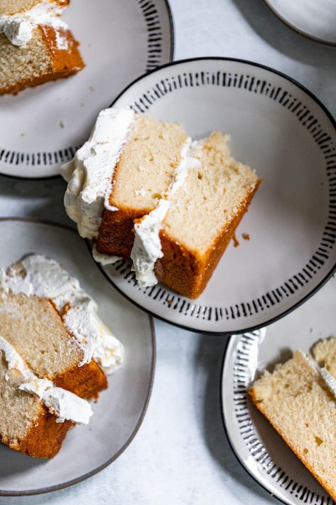 Milk and Honey Cake Slice Simple Layered Cake, Citrus Olive Oil Cake, Citrus Curd, Drink Recipies, Southern Cake, Moist Vanilla Cake, Oil Cake, Whipped Cream Frosting, Olive Oil Cake