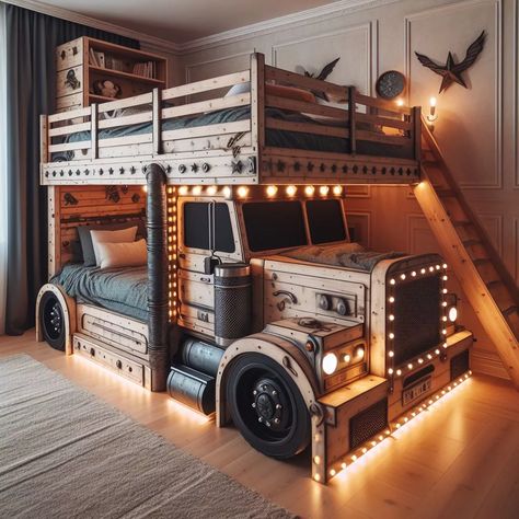 Truck-Shaped Bunk Beds: The Ultimate Guide for Fun and Functional Kids' Rooms Train Bed, Truck Bedroom, Truck Room, Cozy Baby Room, Barn Style House Plans, Boy Bedroom Design, Kids Bedroom Inspiration, Man Cave Home Bar, Toddler Rooms