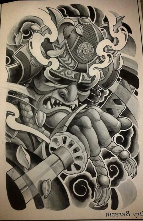 Samurai Mask Tattoo, Japanese Warrior Tattoo, Samurai Tattoo Sleeve, Samurai Drawing, Japanese Snake Tattoo, Samurai Warrior Tattoo, Dragon Tattoo Sketch, Oni Tattoo, Tattoo Japanese Style