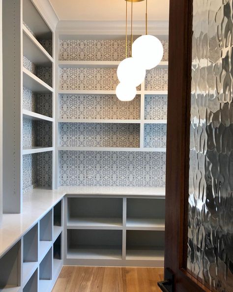 Pantry Wallpaper, Pantry Interior, Pantry Renovation, Glass Pantry Door, Pantry Laundry Room, Pantry Laundry, Pantry Room, Pantry Remodel, Wallpaper Love