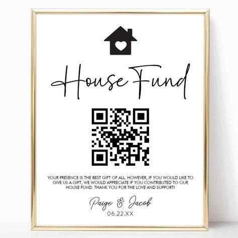 Home Fund For Wedding, New Home Fund For Wedding, House Fund Wedding, Minimalist Centerpiece Wedding, Shark Wedding, Minimalist Centerpiece, Middleton Wedding, Wedding Fund, Qr Code Wedding