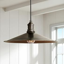 Uttermost Barnstead 14" Wide Antique Copper Pendant Eat In Kitchen Table, Kitchen Table Light, Sink Light, Uttermost Lighting, Living Room Lighting Tips, Island Pendant Lighting, Chandelier Farmhouse, Farmhouse Chandeliers, Kitchen Chandelier