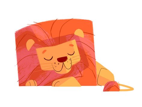 Lion Cute Illustration, Sleepy Illustration, Cute Lion Drawing, Daily Cat Drawings, Lion Character, Animal Illustration Kids, Lion Illustration, Lion Drawing, 동화 삽화