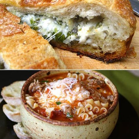 That's Amore! Soup And Sandwich Combos, Bread With Herbs, Sandwich Combos, Rooms For Kids, Soup And Salad Combo, Cheesy Bread, Lasagna Soup, Soup And Sandwich, Hearty Soups