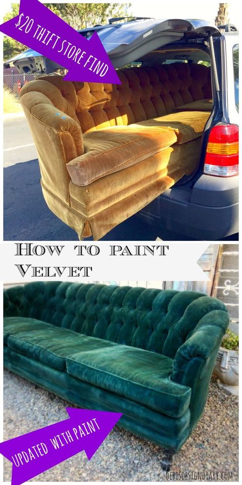 Painting Fabric Furniture, Furniture Colors, Paint Upholstery, Velvet Furniture, Velvet Couch, Furniture Rehab, Beautiful Sofas, Funky Furniture, Furniture Upholstery