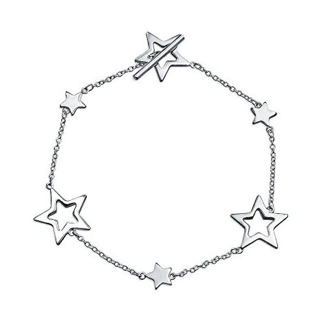 Star Bangle, Star Motif, Patriotic Stars, Silver Necklace Statement, Star Chain, Dangle Hoop Earrings, Christmas Bracelet, Celestial Jewelry, Toggle Bracelet