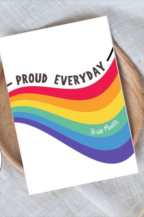 Printable Pride Card, Pride Month Card, LGBTQ Card, For Best Friend, Daughter, Son, 5x7 Card, Printable Envelope Pride Cards Handmade, Lgbtq Cards, Pride Cards, Pride Poster, Card For Best Friend, Art Therapy Ideas, Printable Envelope, Card Inspo, Stationery Store