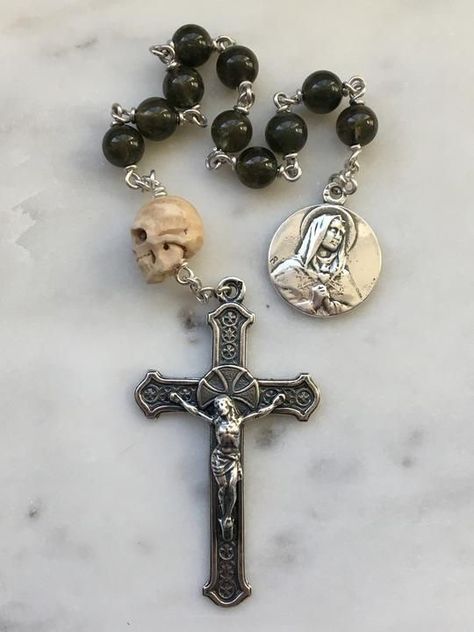 Lady Of Sorrows, Pocket Rosary, Hourglass Tattoo, St Jerome, Gold Rosary, Weird Jewelry, Our Lady Of Sorrows, The Saints, Catholic Jewelry