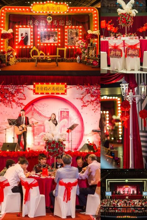 It’s typical of Chinese families to want to have red during special occasions! Kendrick and Yvoone celebrated their nuptials at Majestic Theatre Penang with a full-on Shanghai Nights themed reception. Hereby, let’s reverse back to our old Shanghai Night. Old Shanghai Decor, Stage Backdrop Design, Shanghai Night, Majestic Theatre, Old Shanghai, Chinese Theatre, 2024 Year, Stage Backdrop, Dinner Invitation