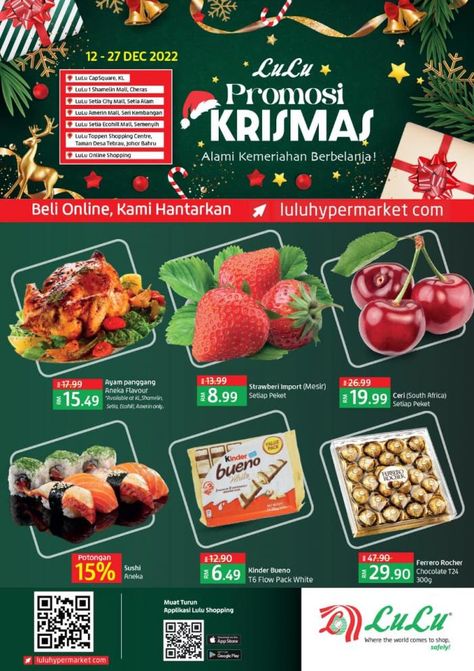 LuLu Hypermarket Christmas Promotion Catalogue from 12 December 2022 until 27 December 2022 Christmas Catalogue Design, Hypermarket Design, Christmas Promotion Design, Fast Food Advertising, Menu Food, Supermarket Design, Restaurant Flyer, Christmas Promotion, Food Advertising