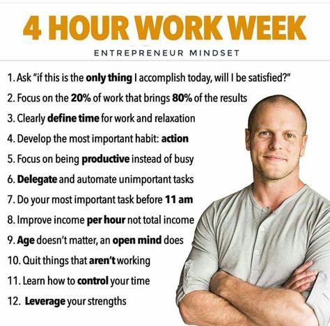 4 Hour Work Week, Life Quotes Love, Millionaire Mindset, Work Smarter, Work Week, Business Inspiration, Business Advice, Successful People, Entrepreneur Quotes