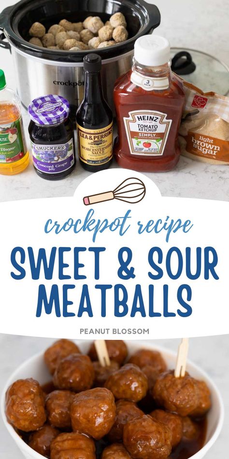 These classic cocktail meatballs have a delicious sweet and sour sauce that party guests will love. Keep them warm for hours on the buffet table by serving them right in the slowcooker where you cooked them. Sweet And Sour Meat Balls Slow Cooker Easy Recipes, Meatball Sweet And Sour, Sweet And Sour Meatballs Crockpot Frozen, Sweetish Meatballs Recipe Slow Cooker, Sweet Snd Sour Meatballs Crockpot, Sweet N Sour Meatballs Crockpot, Sweet And Sour Meatballs Grape Jelly, Sweet And Sour Crockpot Meatballs, Sweet And Sour Meatballs Crockpot Easy