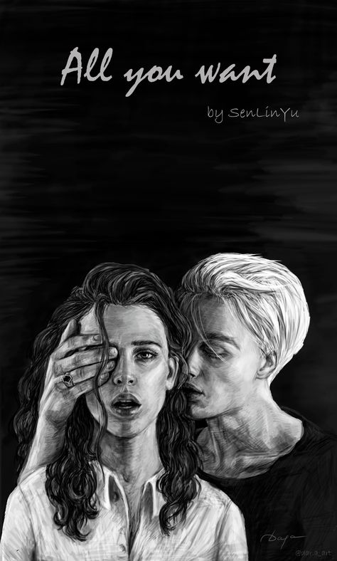 Dara — Illustration for the fanfic "All you want" by... Draco Fanart, Fanfic Dramione, Dramione Fanart, Draco And Hermione Fanfiction, Emma Watson Pics, Draco Malfoy Fanart, Dramione Fan Art, Twin Star Exorcist, Draco And Hermione