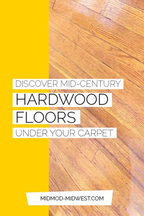 Mid-century design is all about simple, natural materials – often wood. Wood floors, wood panel walls, wood trim, and wood furniture abound Consider refinishing original mid-century hardwood floors to match another MCM wood … think teak or walnut! #midmodmidwest #carpetremovaldiy #carpetremovalbeforeandafter #midcenturyhardwoodfloors Midcentury Living, Diy Floor Cleaner, Panel Walls, Midcentury Interior, Mcm Home, Removing Carpet, Modern Flooring, Walnut Furniture, Natural Flooring