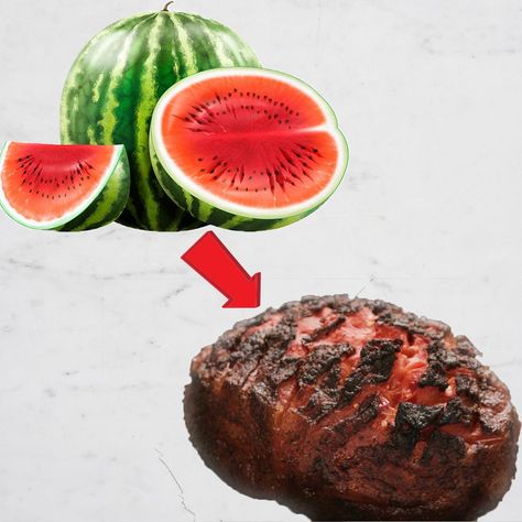 Smoked Watermelon Ham Recipe by Tasty Smoked Watermelon Ham, Watermelon Ham, Grilled Watermelon Steak, Smoked Watermelon, Treager Smoked Spiral Ham, Double Smoked Ham On Pellet Grill, Smoked Spiral Ham In Electric Smoker, Watermelon Recipe, Toaster Oven Recipes