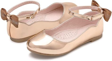 Amazon.com: Bigwow Girls Mary Jane Dress Shoes Ballet Flats for Princess School Uniform Wedding Shoes for Little Big Kids with Ankle Strap Bowknot Shoes Gold Size 3 : Clothing, Shoes & Jewelry Boys White Shoes, Baby Blue Shoes, Princess School, Gold Dress Shoes, White Shoes Outfit, Boys Formal Wear, Bowknot Shoes, Kids Dress Shoes, Shoes Mary Jane