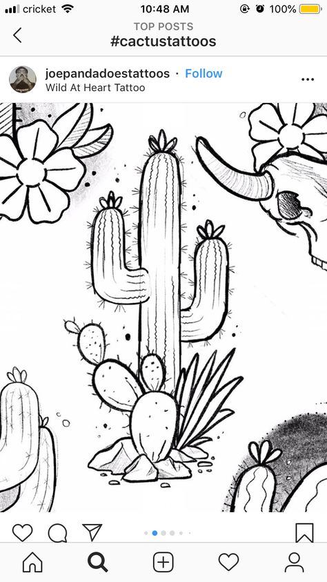 Southwest Pattern Tattoo, Cactus Tattoo Stencil, Nopal Drawing, Western Cactus Tattoo, Small Arizona Tattoo, Western Tooling Tattoo, Traditional Cactus Tattoo, Saguaro Tattoo, Cactus Tattoo Design