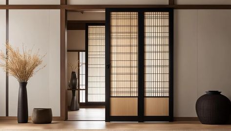 Japandi Door Ideas: Elegant Blends of Style & Function - Mojo Boutique Asian Door Design, Japanese Style Door, Japandi Door Design, Shop Interiors Ideas, Japandi Door, Scandinavian Japanese Interior, Japandi Wardrobe, Ideas For Cafe, Coffee Shop Designs