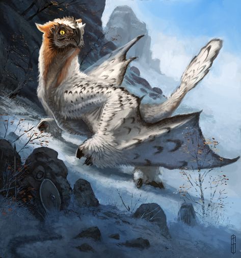 ArtStation - Snow owl dragon, Edoardo "Salvej" Campagnolo Owl Dragon, Creature Fantasy, Mystical Animals, Snow Owl, Creature Artwork, Mythical Animal, Fantasy Beasts, Cute Fantasy Creatures, Monster Concept Art