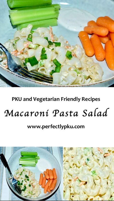 Pku Friendly Recipes, Pku Recipes Meals, Low Protein Meals, Pku Meals, Pku Food, Pku Recipes, Low Protein Foods, Macaroni Pasta Salad, Work Food