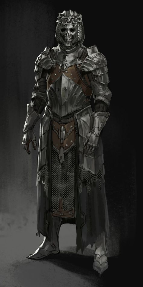 Dark Lord Concept Art, Fantasy Humanoid Monster, Medevil Knight Armor, Wolf Knight Fantasy Art, Dark Armor Fantasy, Echo Knight Dnd Art, D&d Necromancer, Evil Knight Fantasy Art, Medevil Armour