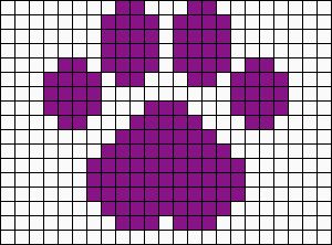 Alpha Friendship Bracelet Pattern #2580 added by little_one. Dog, paw, print. Dog Paw Pixel Art, Paw Print Alpha Pattern, Dog Paw Cross Stitch, Paw Print Bead Pattern, Paw Print Pixel Art, Dog Paw Pattern, Lidia Crochet Tricot, Graph Crochet, Paw Pattern