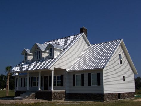 Galleries: Example Residential Rib Roofing - Reed's Metals Galvalume Metal Roof House, Galvalume Metal Roof, Galvalume Roof, Pre Engineered Metal Buildings, Metal Roof Panels, Metal Roof Houses, Post Frame Building, Roof Trim, Roofing Ideas