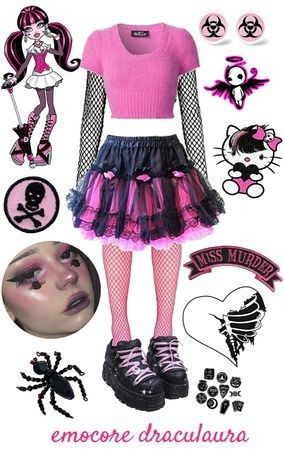 Diy Draculaura Costume, Draculaura Costume Ideas, Monster High Draculaura Outfits, Draculaura Outfit Inspiration, Draculaura Inspired Outfits, Alt Halloween Costumes, Draculaura Outfit, Monster High Outfits, Draculaura Aesthetic Outfit