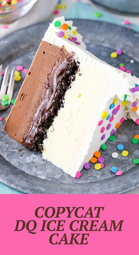 Taste Of Home Ice Cream Cake, Ice Cream And Cake Mix Recipe, Ice Cream Cake Cheesecake, I Cream Cake, Dq Copycat Ice Cream Cake, I’ve Cream Cake Ideas, Ice Cream Cake Fudge Layer, Chocolate Vanilla Ice Cream Cake, Diy Chocolate Ice Cream Cake