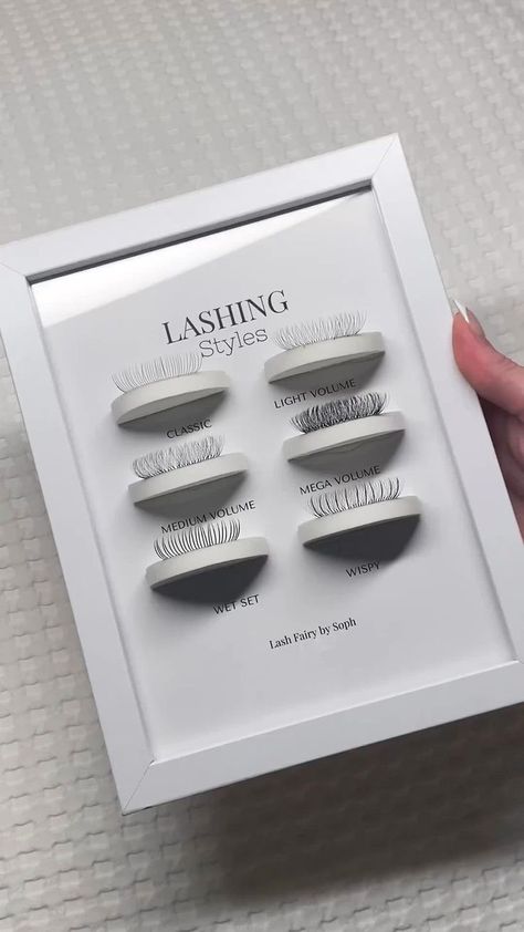 Eyelash Menu Design, Lash Extension Display Ideas, Lash Extension Set Up At Home, Lash Booth Setup, Lash Extensions Salon Decor, Eyelash Extensions Set Up Ideas, Nail And Lash Room Ideas Home, Lash Product Display, Lash Lift Supplies