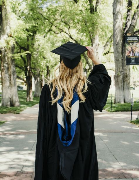 University of Nevada, Reno quad. Navy blue hood represents a Philosophy MA Graduation Pictures With Hood, Grad Photoshoot Masters, Mtsu Graduation Pictures, Masters Hood Graduation Pictures, Masters Graduation Aesthetic, Master’s Degree Photoshoot, Graduation Photos Masters, Masters Graduation Photos, Masters Graduation Pictures Hood