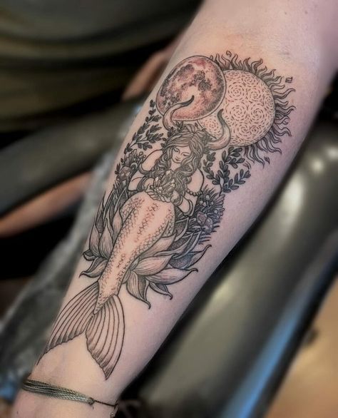 Female Taurus Tattoo Taurus Mermaid Tattoo, Female Taurus Tattoo, Taurus Woman Tattoo, Taurus Girl Tattoo, Taurus Goddess Tattoo, Taurus Tattoo Ideas, Tattoo Between Breast, Taurus Symbol Tattoo, Taurus Bull Tattoos