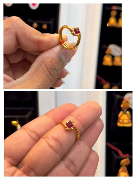 Pagadam Rings For Women Gold, Pavalam Ring Design, Kanakapushyaragam Ring Designs, New Gold Ring Designs For Women, Pagadam Rings, Pagadam Rings For Women, Antique Haram, Beaded Foot Jewelry, Stone Rings For Women