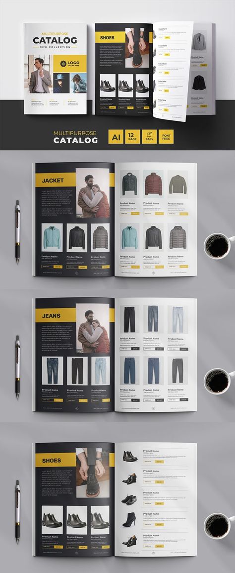 Fashion Catalog Layout Template or Multipurpose catalog template Magazine Template Catalog Design Layout Fashion, Clothes Catalogue Design, Fashion Catalogue Layout, Fashion Catalogue Design Layout, Catalog Design Fashion, Product Catalog Cover, Fashion Catalogue Design, Catalog Design Inspiration, Catalog Layout