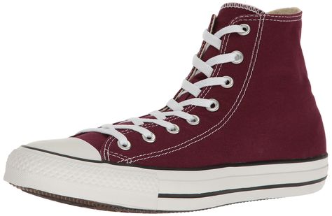 Converse Men's Shoes All Star Chuck Taylor Hi Burgundy Red Fashion Sneakers (11.5 B(M) US Women / 9.5 D(M) US Men) #womensneaker Converse Rouge, Dark Red Converse, Converse Store, Galaxy Converse, Galaxy Vans, Converse Chucks, Red Converse, Bowling Shoes, High Top Sneaker