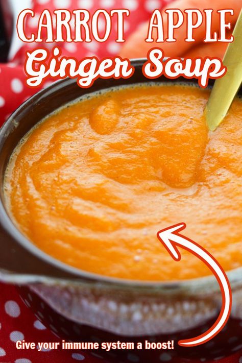 Cold Carrot Soup, Vitamix Carrot Soup, Carrot And Apple Soup, Carrot Apple Soup Recipes, Carrot Apple Ginger Soup, Ground Ginger Recipes, Carrot Soup Recipes Easy, Ginger Soup Recipes, Carrot Squash Soup