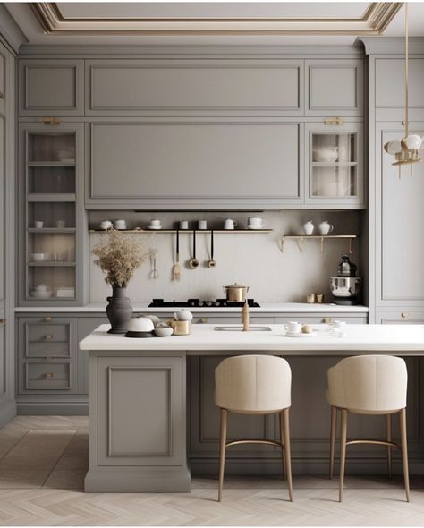 Neo Classical Kitchen Design, Neoclassical Kitchen Design, Neo Classic Kitchen, Kitchen Design Ideas 2023, Kitchen Cabinet Colours, Cabinet Colours, Modern Classic Kitchen, Kitchen Interior Modern, Classical Kitchen