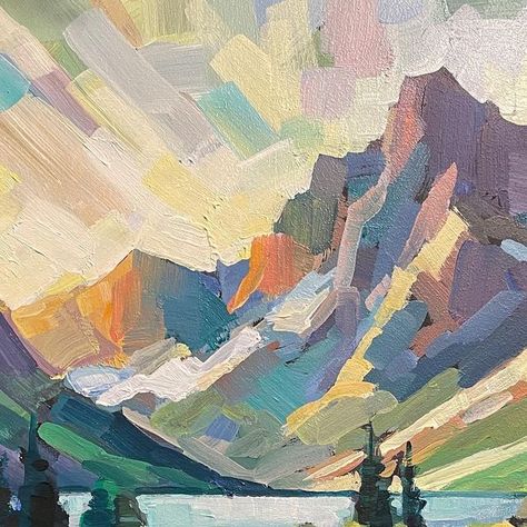 Jed Dorsey | Artist | Instructor on Instagram: "New painting… let me know what you think 👍🏼  #impressionism #mountains #colorfulart  #landscapepainting #wetpaint #contemporaryart #acrylicart  #artiststudio #impressionist #acrylicpainting #iloveart #allaprima #artistsoninstagram #acrylicuniversity  @winsorandnewton @princetonbrush" Contemporary Impressionism Painting, Acrylic Impressionist Painting, How To Paint Impressionist Style, Vertical Landscape Painting, Abstract Impressionism Art, Mountain Abstract Art, Impressionism Mountains, Paintings Of Mountains, Acrylic Mountains