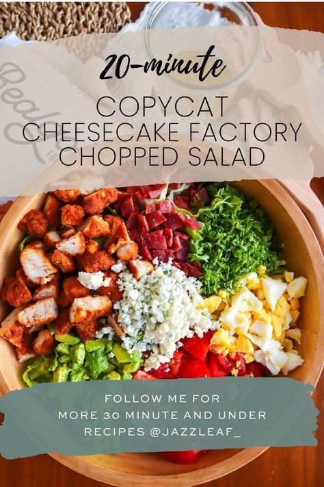 Copycat Cheesecake Factory Chopped Salad, Copycat Salads Restaurant Recipes, Corelife Copycat Recipes, Core Life Eatery Copycat Recipes, California Dreaming Salad Recipe, Cheesecake Factory Chopped Salad Recipe, Chopped Salad Recipes Copycat, Cheesecake Factory Salads, Chop Salads