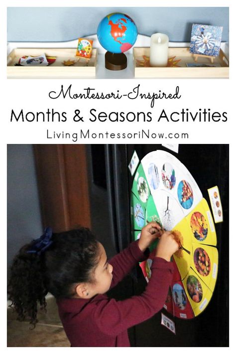 Hands-on activities that help preschoolers understand months and seasons; activities focusing on the Montessori birthday layout and circle of the year - Living Montessori Now #Montessori #calendar #months #seasons Montessori Birthday Celebration, Montessori Birthday, Months And Seasons, Montessori Calendar, Kindergarten Calendar, Birthday Layout, Calendar Activities, Montessori Lessons, Weather Theme