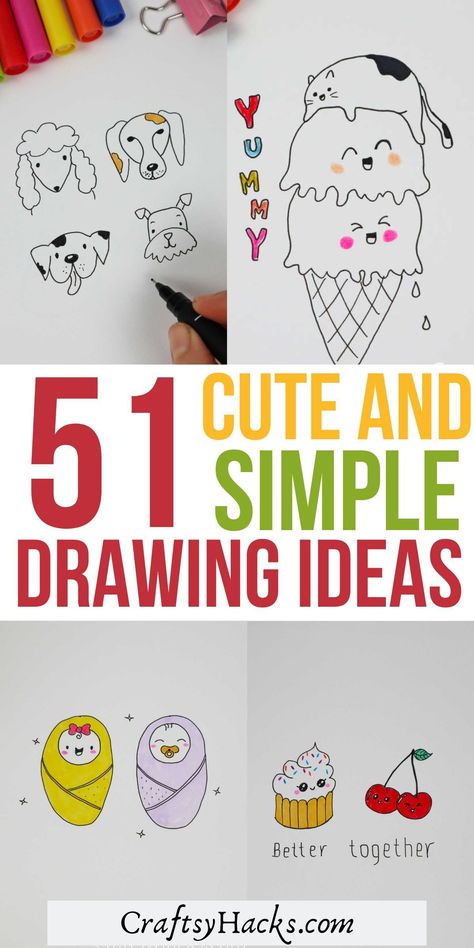 Some Cute Drawings Easy, Cute Easy Doodles Simple Draw Animals, Thanksgiving Drawings Cute, How To Draw Animals For Kids, Easy Doodles For Kids, Animal Doodles Simple, Easy Animal Doodles, Sketching For Kids, Fun Little Doodles