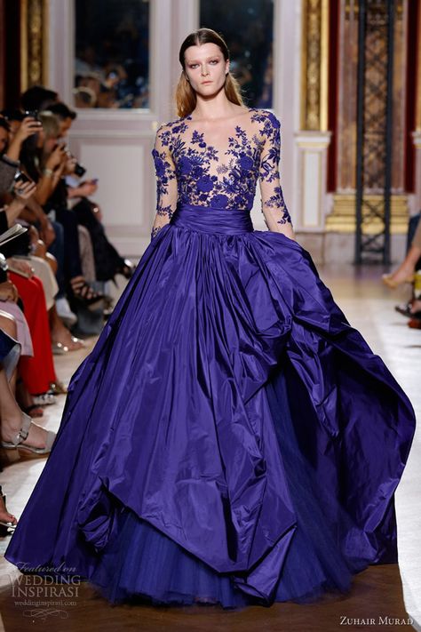 zuhair murad couture fall 2012 2013 long sleeve blue ball gown Purple Haute Couture, Zuhair Murad Haute Couture, Wedding Inspirasi, Blue Ball Gowns, Couture Gown, Dior Couture, Couture Wedding, Zuhair Murad, Mode Design