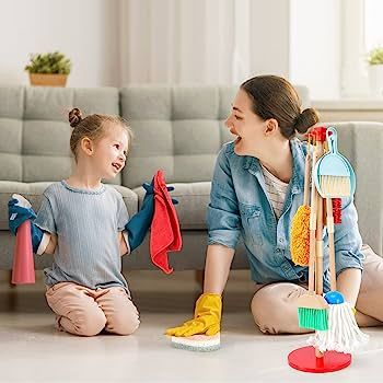 WHOHOLL Kids Cleaning Set, Wooden Toddler Cleaning Set for Pretend Play, Kids Broom Set for Toddlers Game, Interactive Kids Toys for Boys Girls Gifts, Realistic Toddler Toy Vacuum with Sponge, Housekeeping - Amazon Canada Kid Vacuum, Kids Play Washing Machine, Toy Vacuum, Broom Set For Toddler, Dyson Toy Vacuum, Toddler Cleaning, Imagination Toys, Kids Toys For Boys, Amazon Canada