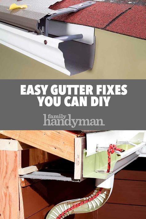 Easy Gutter Fixes You Can DIY Diy Gutter Guards, Diy Gutters, Gutter Protection, Diy Exterior, Gutter Repair, Construction Repair, Diy Handyman, Stencil Printing, Home Fix