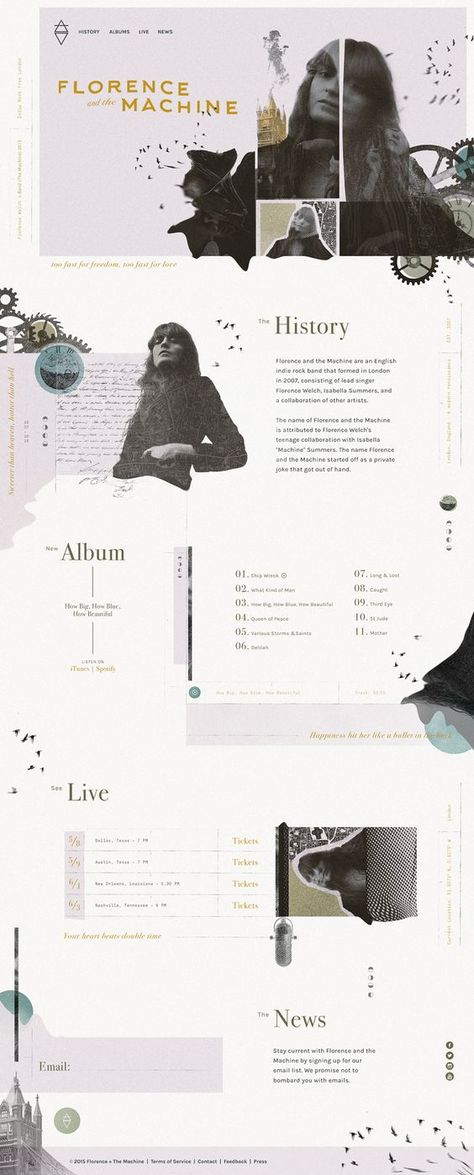 Florence + the Machine Website - Andrew Czap…: Design De Configuration, Layout Web, Design Sites, 잡지 레이아웃, Webdesign Inspiration, Florence The Machines, Design Websites, Website Design Layout, Affinity Designer